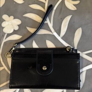 Black Leather Wristlet Wallet